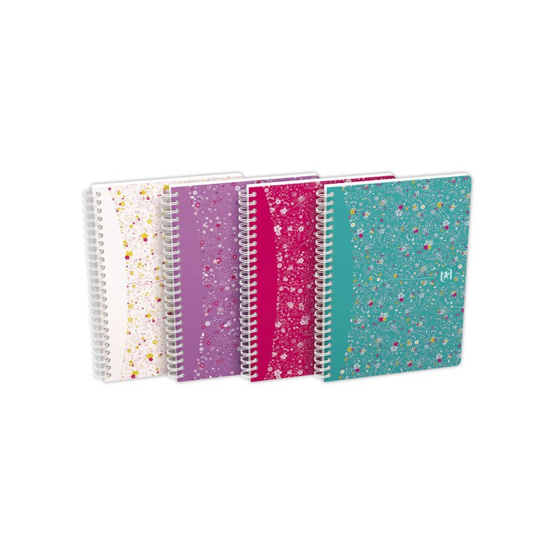 Cahier spirale Oxford Flowers A5 14,8 x 21 cm 120 pages  - Fiducial