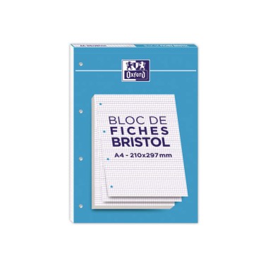 Bloc de 30 feuilles de fiches bristol blanches A4 5x5. Blanc  - Fiducial