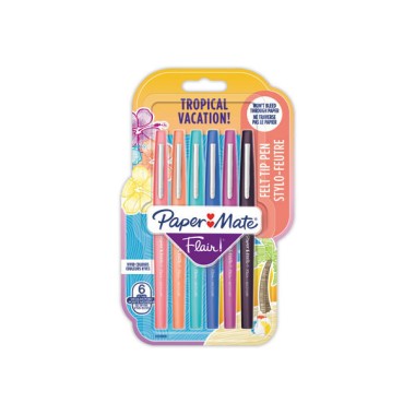 Feutres PAPER MATE Flair Tropical - Ecriture moyenne  x6 - Fiducial