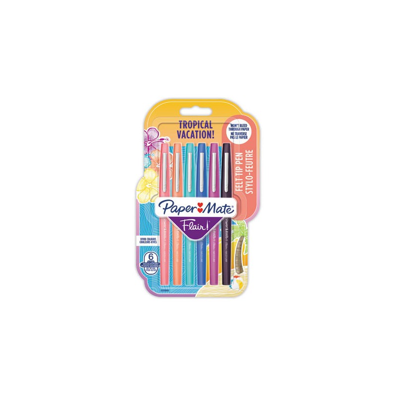Feutres PAPER MATE Flair Tropical - Ecriture moyenne  x6 - Fiducial