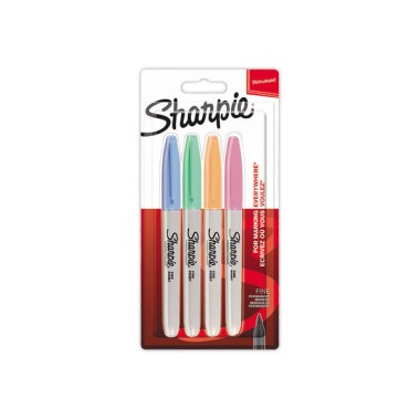marqueurs permanents Sharpie assortis - pointe conique fine 0.9mm  x4 - Fiducial