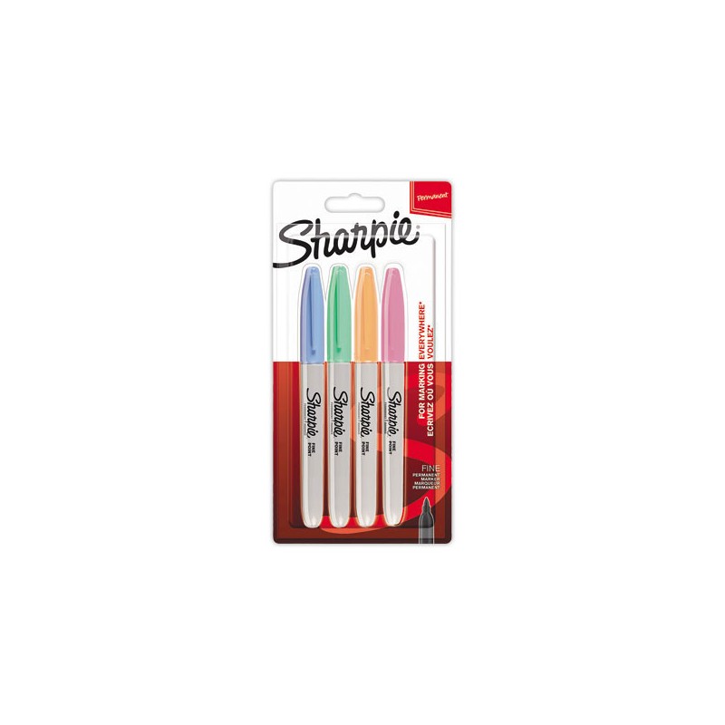 marqueurs permanents Sharpie assortis - pointe conique fine 0.9mm  x4 - Fiducial