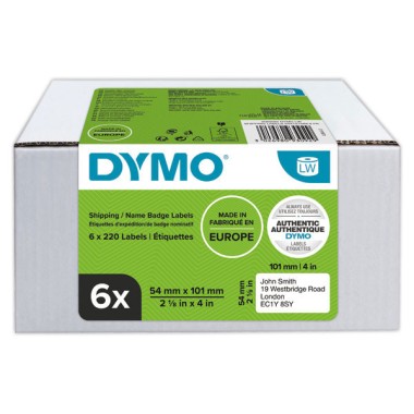 Rouleaux de 220 étiquettes blanches 101x54 mm pour DYMO Label Writer  x6 - Fiducial