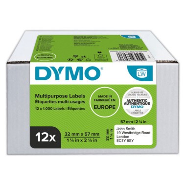 Rouleaux de 1000 étiquettes multi-usages 57X32mm pour DYMO Label Write  x12 - Fiducial