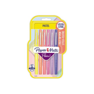 feutres Paper Mate Flair pastel - Ecriture moyenne  x6 - Fiducial