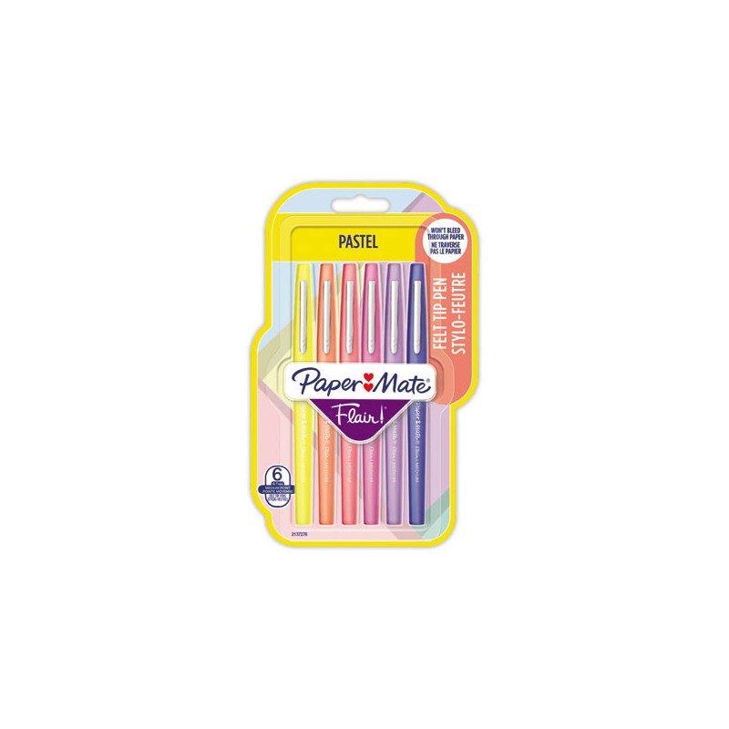 feutres Paper Mate Flair pastel - Ecriture moyenne  x6 - Fiducial