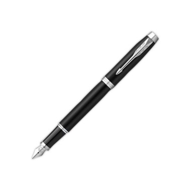 Stylo plume Parker IM noir mat avec finitions chrome, plume moyenne  - Fiducial