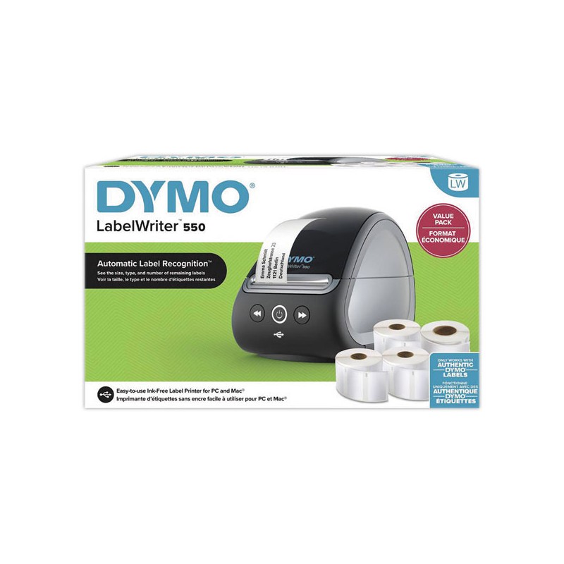 Imprimante d'étiquettes Bundle DYMO LW550 + 4 rouleaux d'étiquettes  - Fiducial