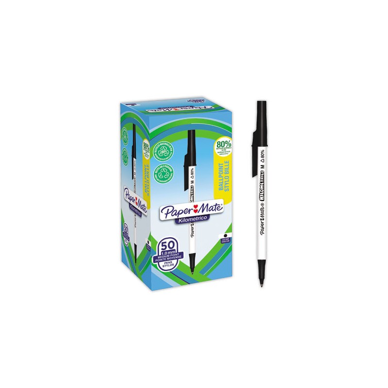 Stylo bille Kilometrico recyclé - Noir  x50 - Fiducial