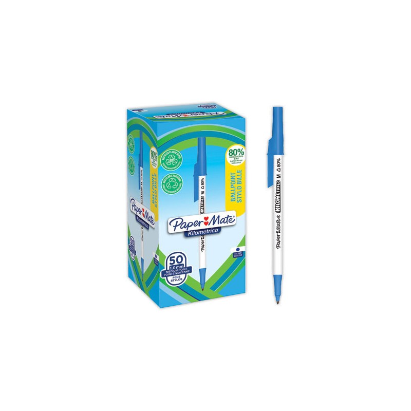 Stylo bille Kilometrico recyclé - Bleu  x50 - Fiducial