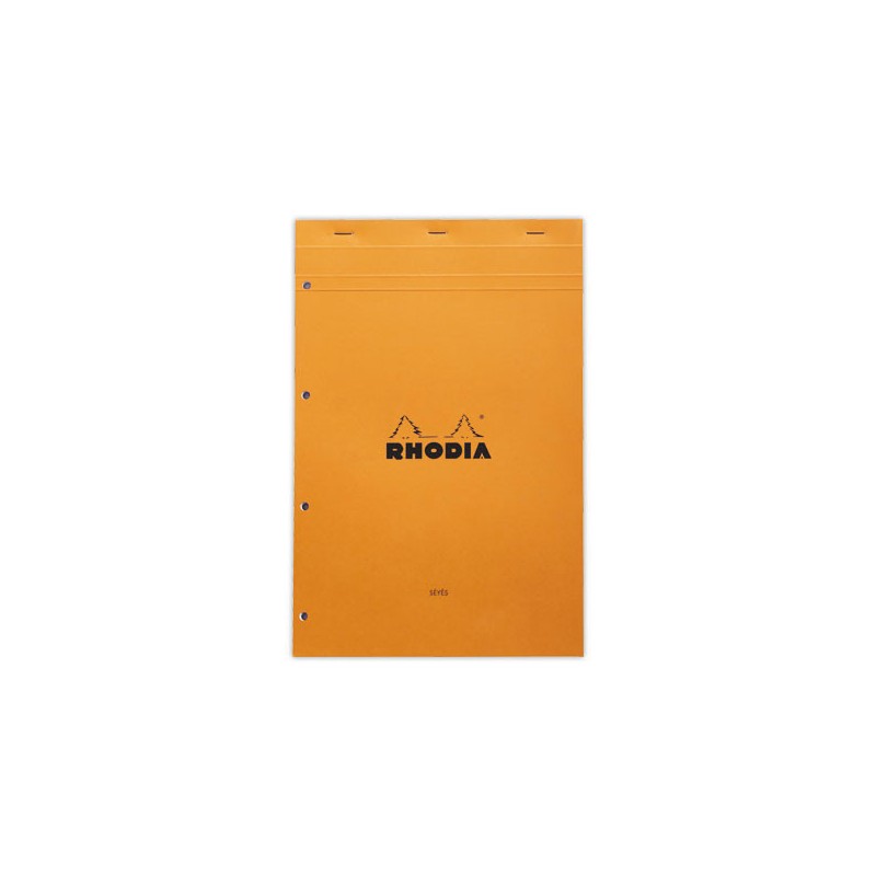 Bloc Rhodia A4+ 21x32 cm, 80 feuilles,séyès, 80g perfo 4 trous  - Fiducial