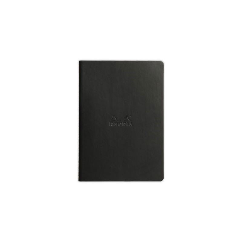 Carnet piqué Rhodiarama A5 64 pages, ligné, couverture souple noire  - Fiducial