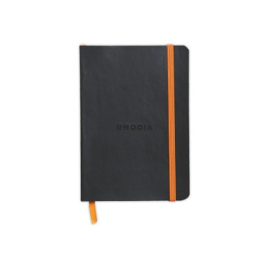 Carnet broché Rhodiarama A6 140 pages,ligné, couverture souple noire  - Fiducial