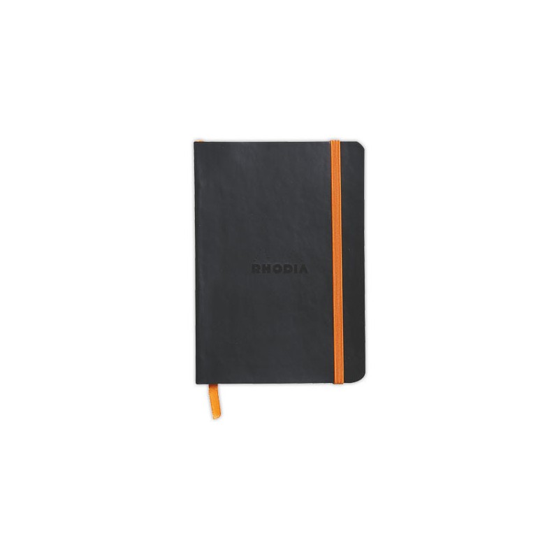 Carnet broché Rhodiarama A6 140 pages,ligné, couverture souple noire  - Fiducial