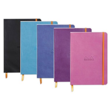 Carnet broché Rhodiarama A5 160 pages,ligné, couverture souple noire  - Fiducial