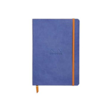 Carnet broché ligné Rhodiarama A5 160 p., couverture souple bleu  - Fiducial