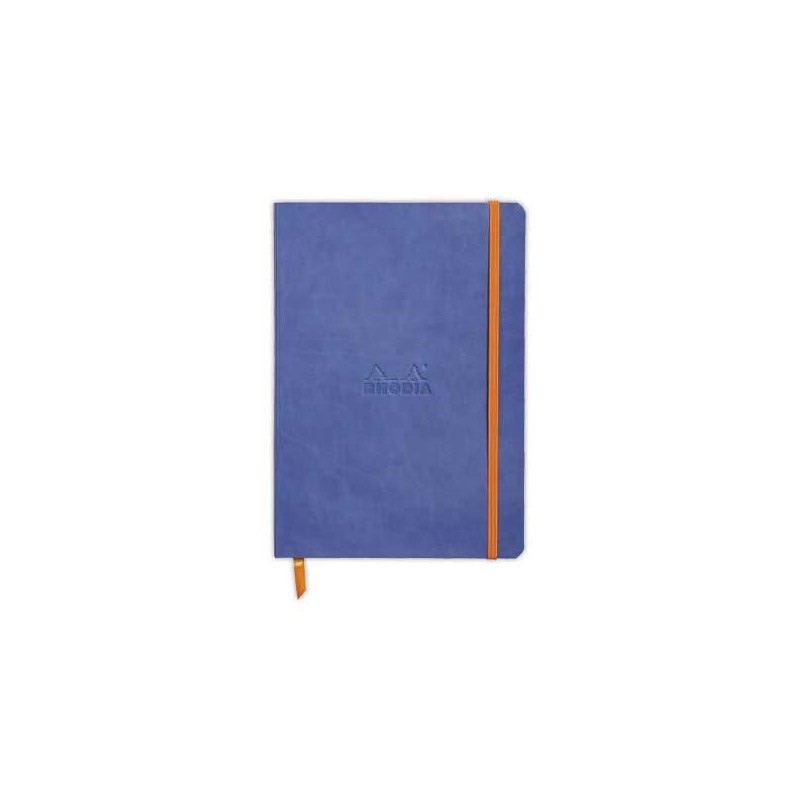Carnet broché ligné Rhodiarama A5 160 p., couverture souple bleu  - Fiducial