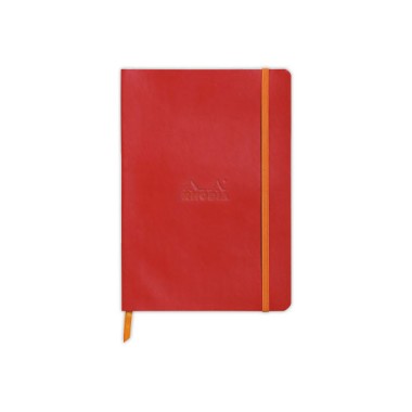 Carnet broché Rhodiarama A5 160 pages,ligné, couverture souple rouge  - Fiducial