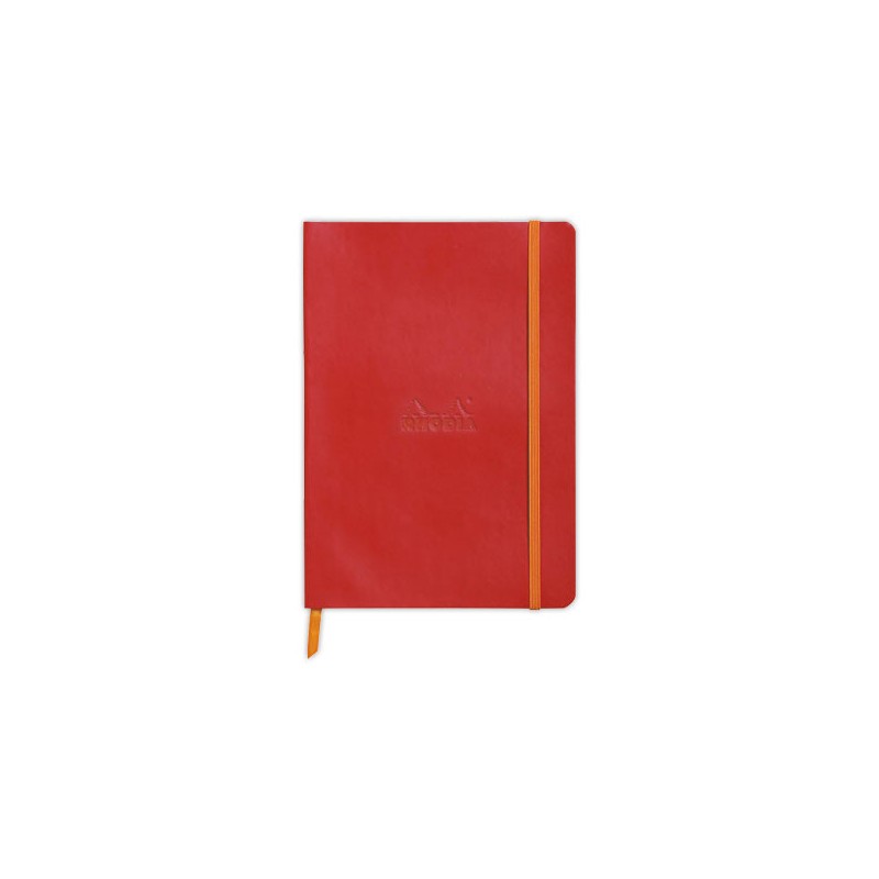 Carnet broché Rhodiarama A5 160 pages,ligné, couverture souple rouge  - Fiducial