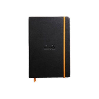 Carnet broché Rhodiarama A5 192 pages,ligné, couverture rigide noire  - Fiducial