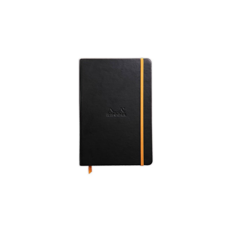 Carnet broché Rhodiarama A5 192 pages,ligné, couverture rigide noire  - Fiducial