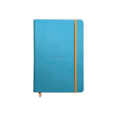 Carnet broché RhodiaramaA5 192 pages,ligné,couverture rigide turquoise  - Fiducial