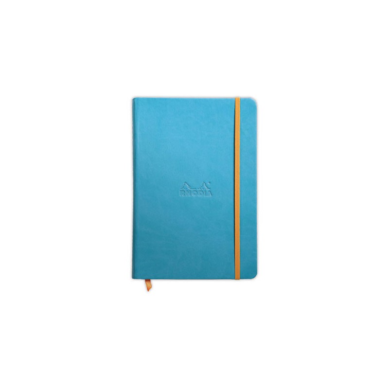 Carnet broché RhodiaramaA5 192 pages,ligné,couverture rigide turquoise  - Fiducial