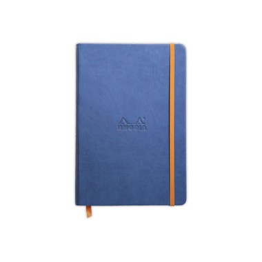 Carnet broché Rhodiarama A5 192 pages,ligné, couverture rigide bleue  - Fiducial