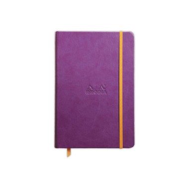 Carnet broché Rhodiarama A5 192 pages,ligné,couverture rigide violette  - Fiducial
