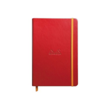 Carnet broché Rhodiarama A5 192 pages,ligné, couverture rigide rouge  - Fiducial