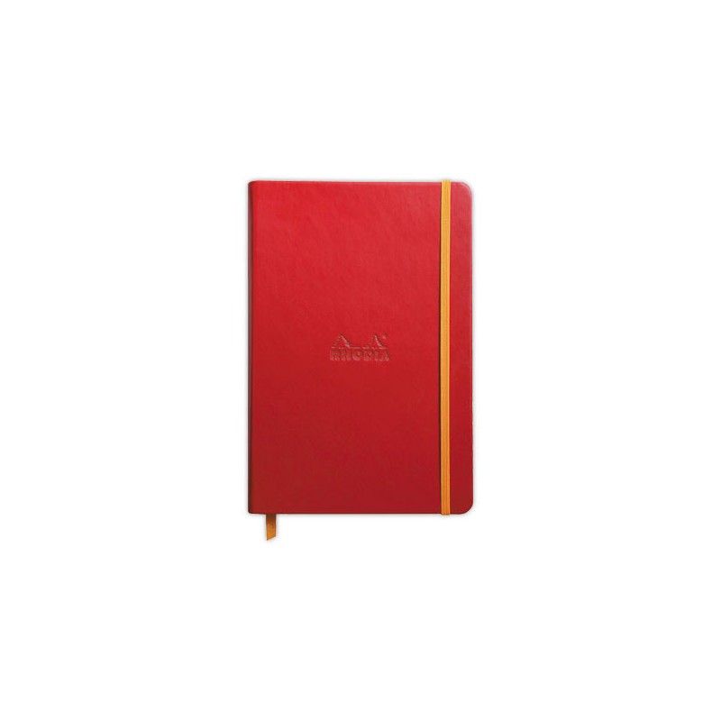 Carnet broché Rhodiarama A5 192 pages,ligné, couverture rigide rouge  - Fiducial