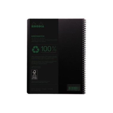 Cahier Rhodia polypropylène recyclé 160 pages A4+ 5x5. Noir  - Fiducial