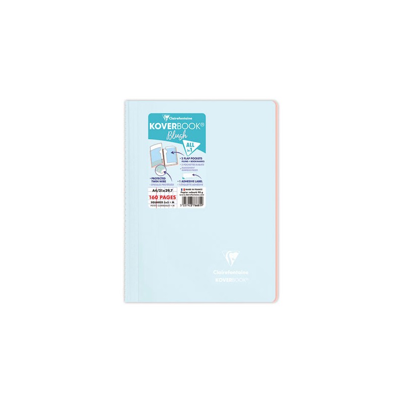 Cahier spirale KOVERBOOK Blush A4 160 pages,5X5,90g  - Fiducial