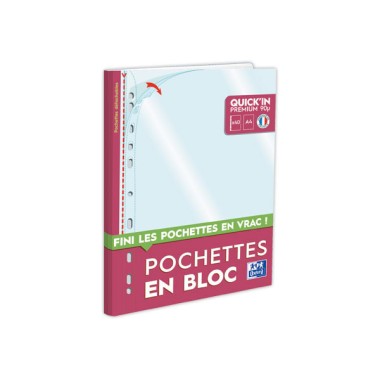 Pochettes perforées Oxford Qkin bloc A4  x40 - Fiducial