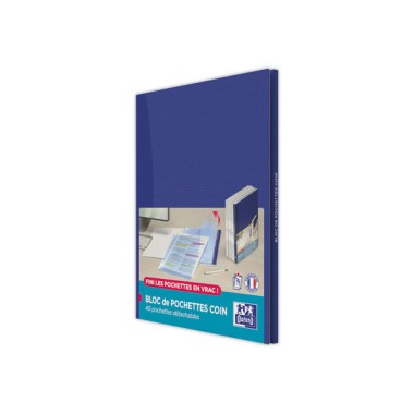 Pochettes coins Oxford bloc A4 PP90LISInc Fr  x40 - Fiducial