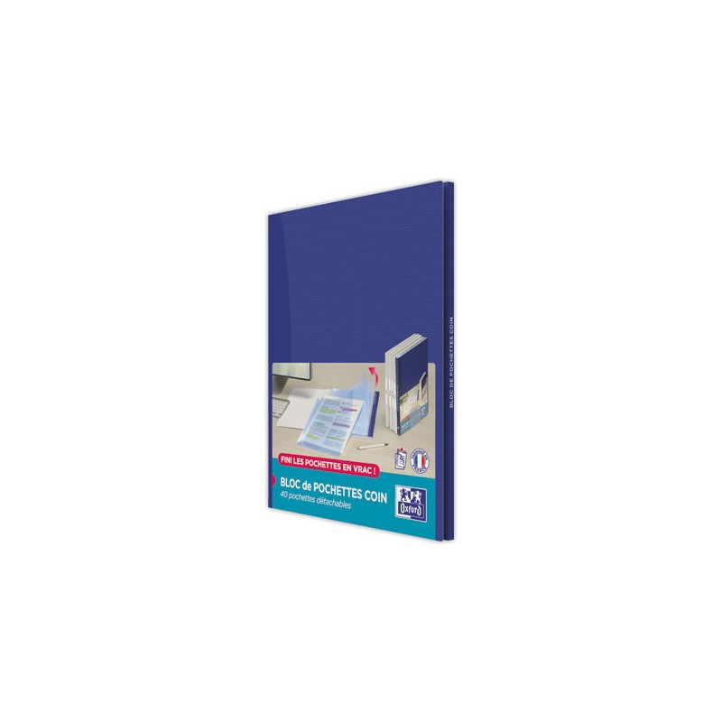 Pochettes coins Oxford bloc A4 PP90LISInc Fr  x40 - Fiducial
