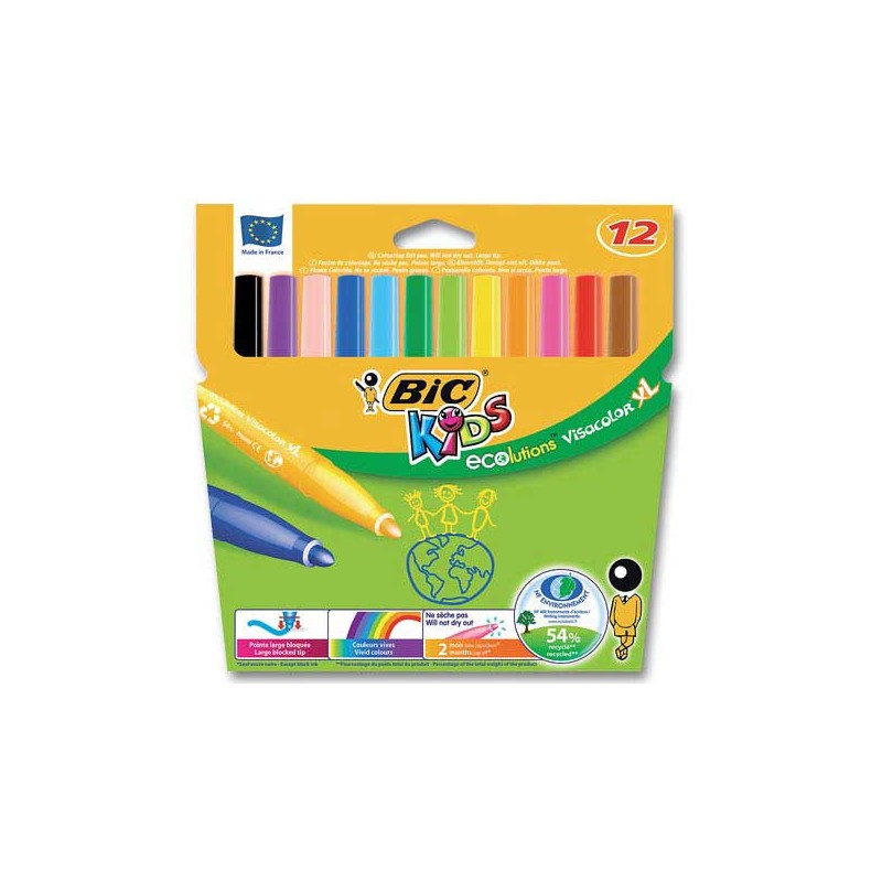 Feutres BIC Kids Visacolor Ecolution-Pointe large  x12 - Fiducial