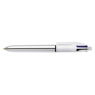 Stylo BIC 4 couleurs corps Shine Argent  - Fiducial