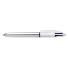 Stylo BIC 4 couleurs corps Shine Argent  - Fiducial
