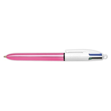 Stylo bille 4 couleurs corps Shine Rose  - Fiducial