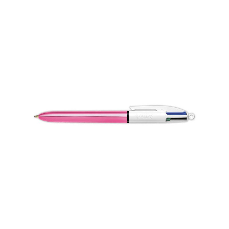 Stylo bille 4 couleurs corps Shine Rose  - Fiducial