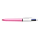 Stylo bille 4 couleurs corps Shine Rose  - Fiducial