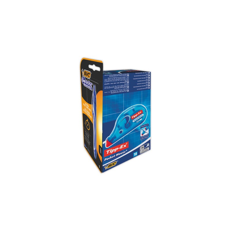 Correcteurs TIPP-EX Pocket Mouse + 1 stylos Gelocity Quick Dry  x10 - Fiducial