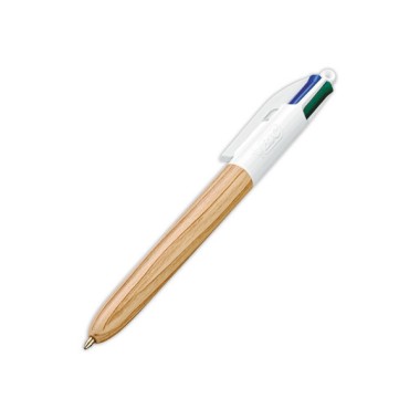 Stylo bille BIC 4 couleurs bois écriture moyenne  - Fiducial
