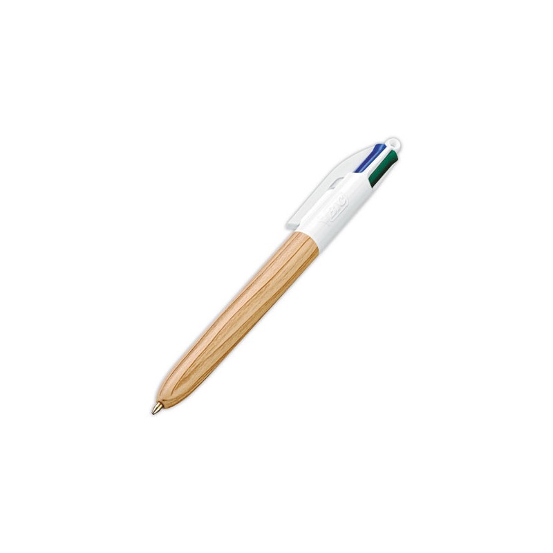 Stylo bille BIC 4 couleurs bois écriture moyenne  - Fiducial