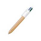 Stylo bille BIC 4 couleurs bois écriture moyenne  - Fiducial