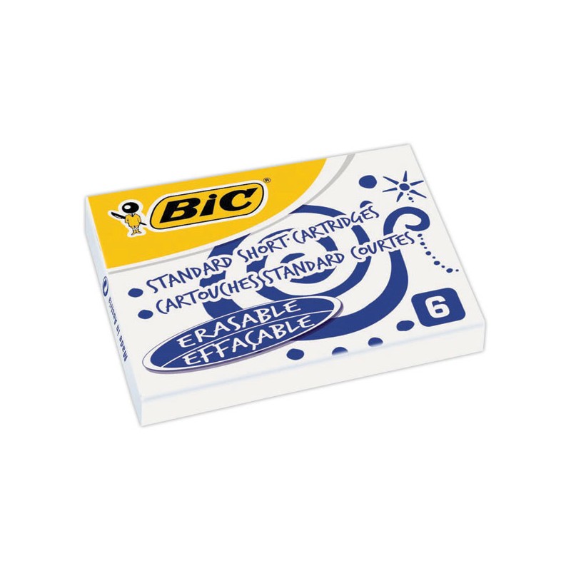 Cartouches courtes Internationales - Encre Bleu effaçable  x24 - Fiducial