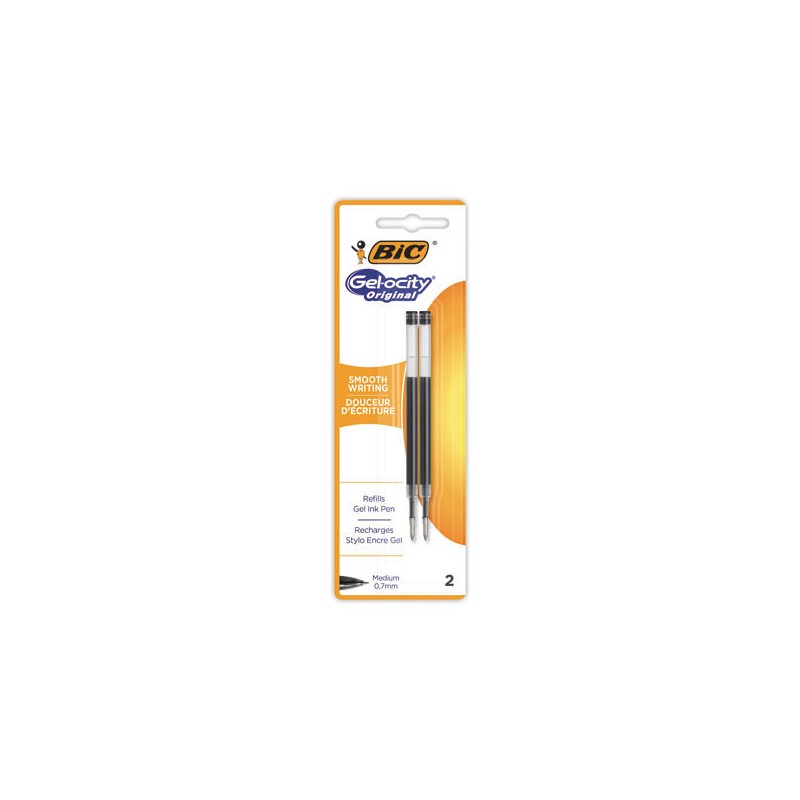 Recharges pour BIC Gel-ocity Quick Dry. Noir  x2 - Fiducial