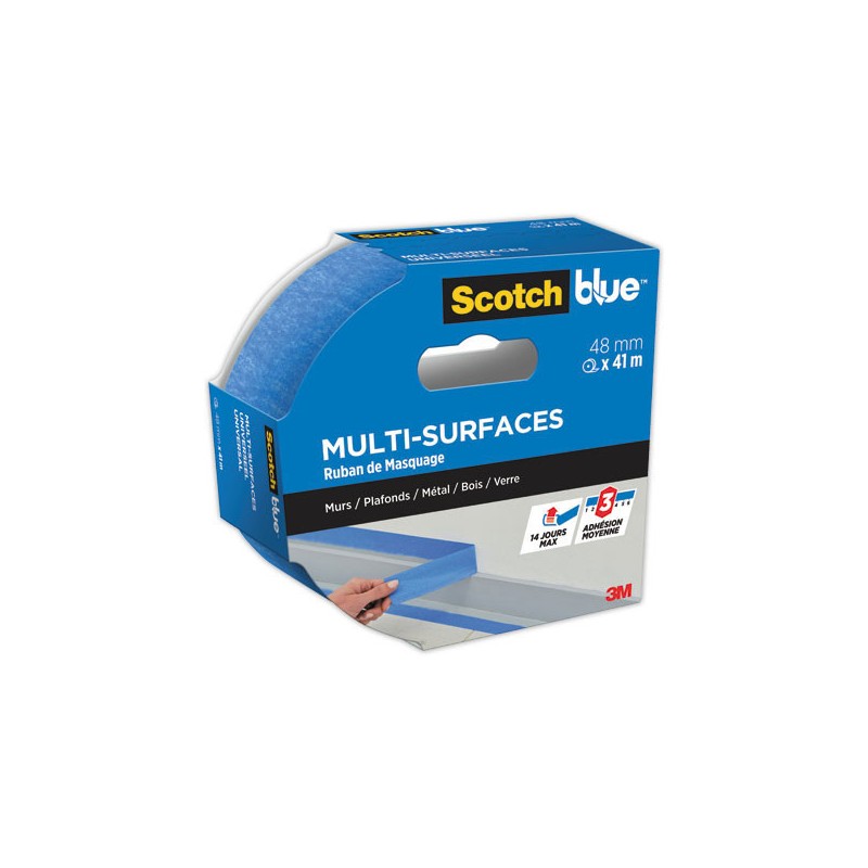 Ruban adhésif de masquage multi-surface sans trace - 41m x 48mm  - Fiducial