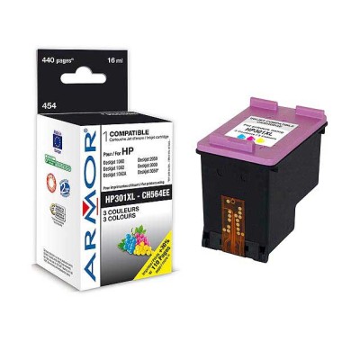 Cartouche d'encre ARMOR 3 couleurs compatible HP 301XL  - Fiducial